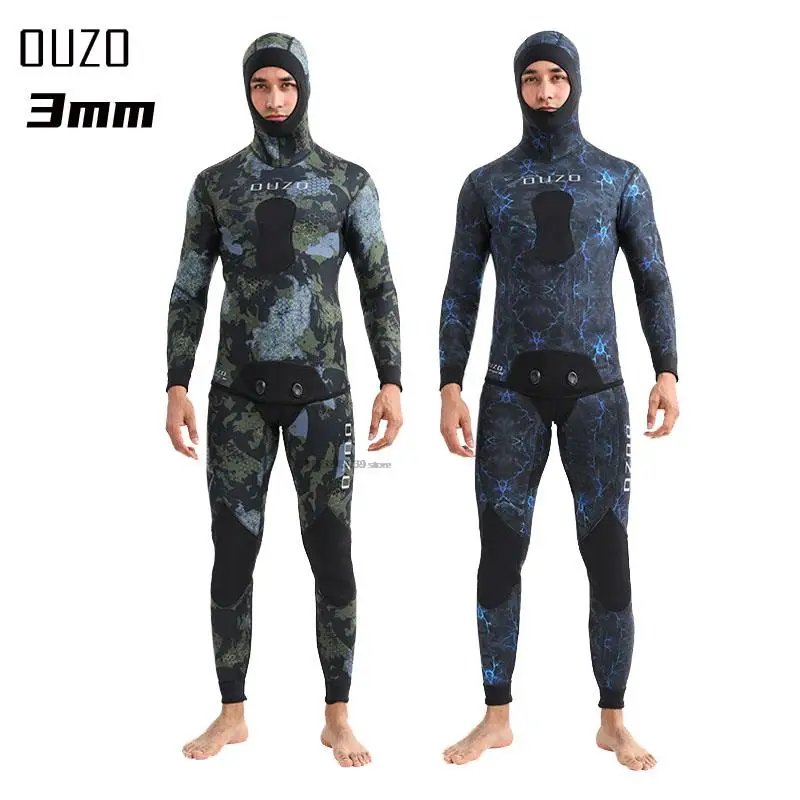 メンズカモフラージュハンティングウェットスーツ、スピアフィッシング