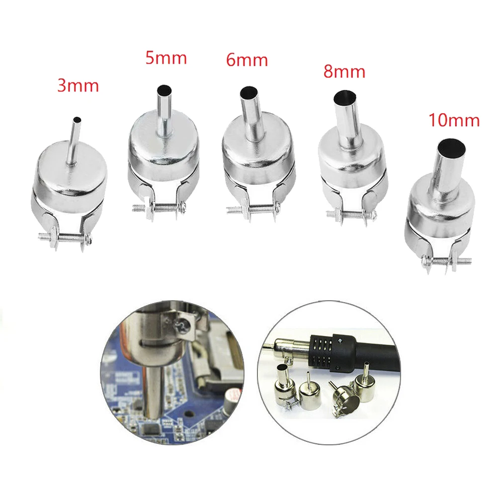 

3/5/6/8/10MM Heat Nozzles 850 852D Stainless Steel Desoldering Station Hot Air Welding Torch Parts Aoyue 906 968 850 6028