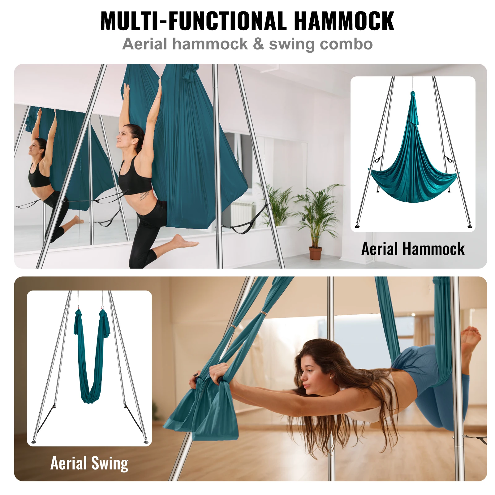 Steel Aerial Yoga Frame and Hammock for Indoor Outdoor Use