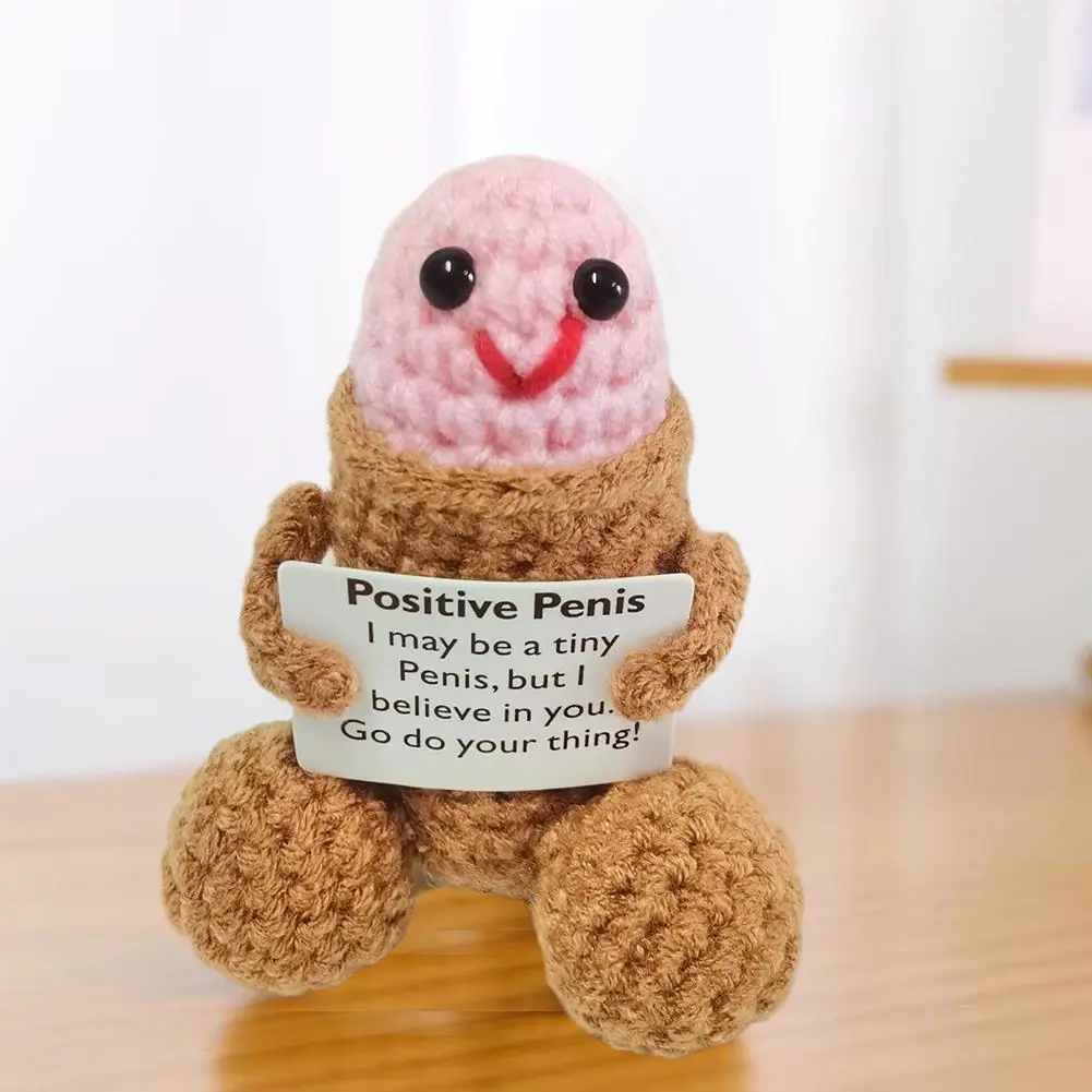 Funny Big Butt Positive Potatoes Dolls with Card for Home Decoration Crochet Potato Doll Room Decor Christmas Birthday Party Gift plush toy miniature figurines plush knitting doll