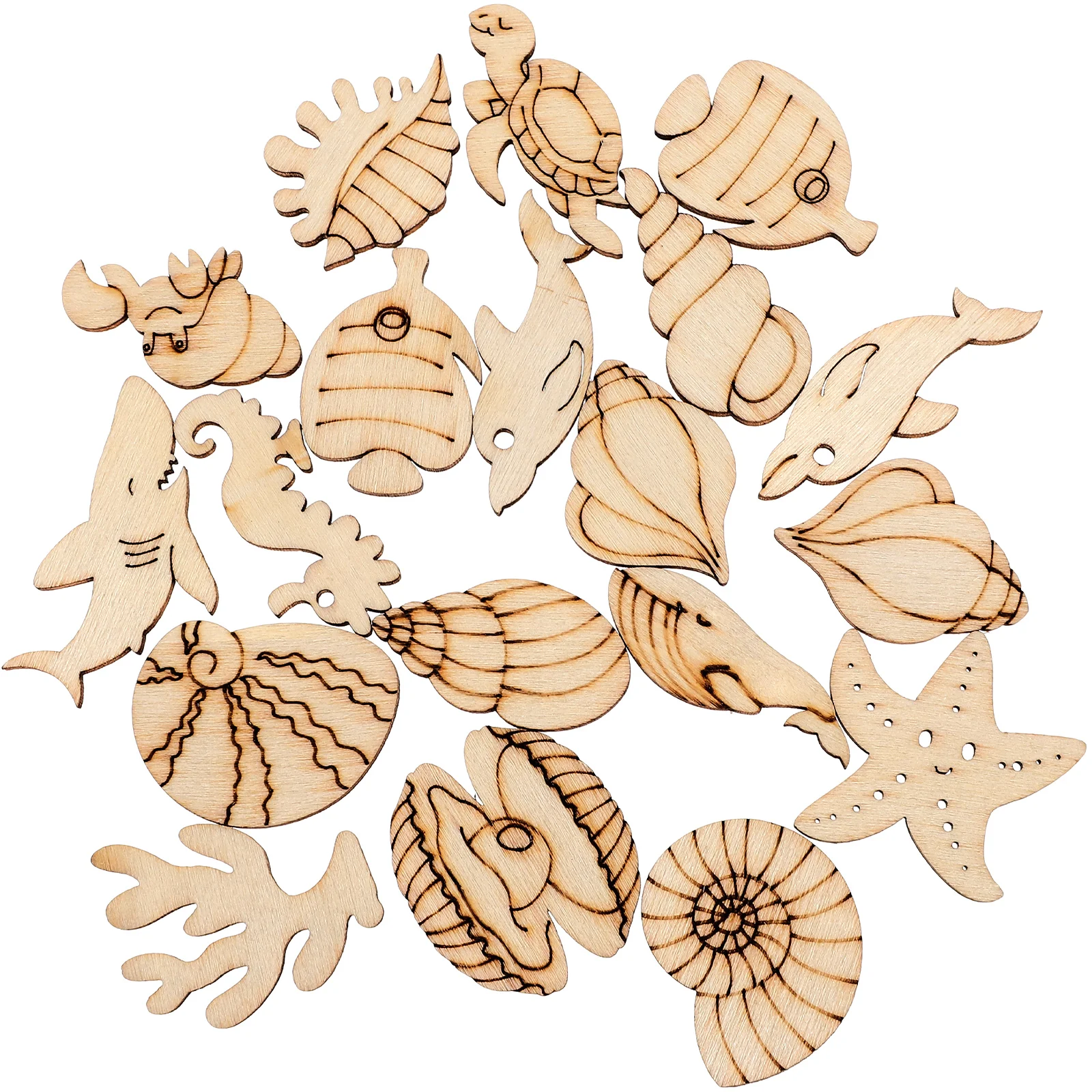 

100 Pcs Wedding Decorations Wood Marine Animal Cutouts Wooden Turtle DIY Slices Graffiti Child