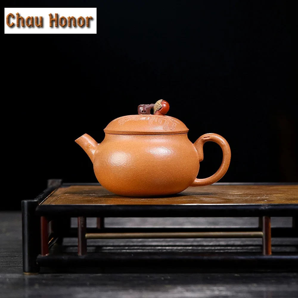 125ml Elegant Yixing Purple Clay Teapots Handmade Persimmon Pot Raw Ore Downhill Mud Tea Maker Kettle Zisha Tea Set Collection
