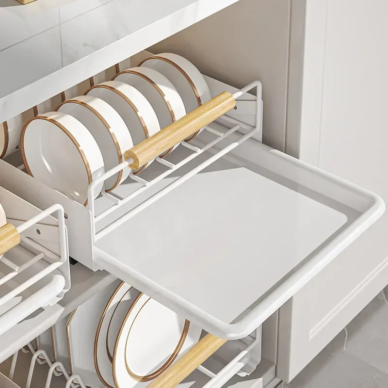 New Kitchen Storage Rack with Slide Rails Pull-out Kitchen Drawer Type Storage Tray Spice Box Rack Cabinets Organizer