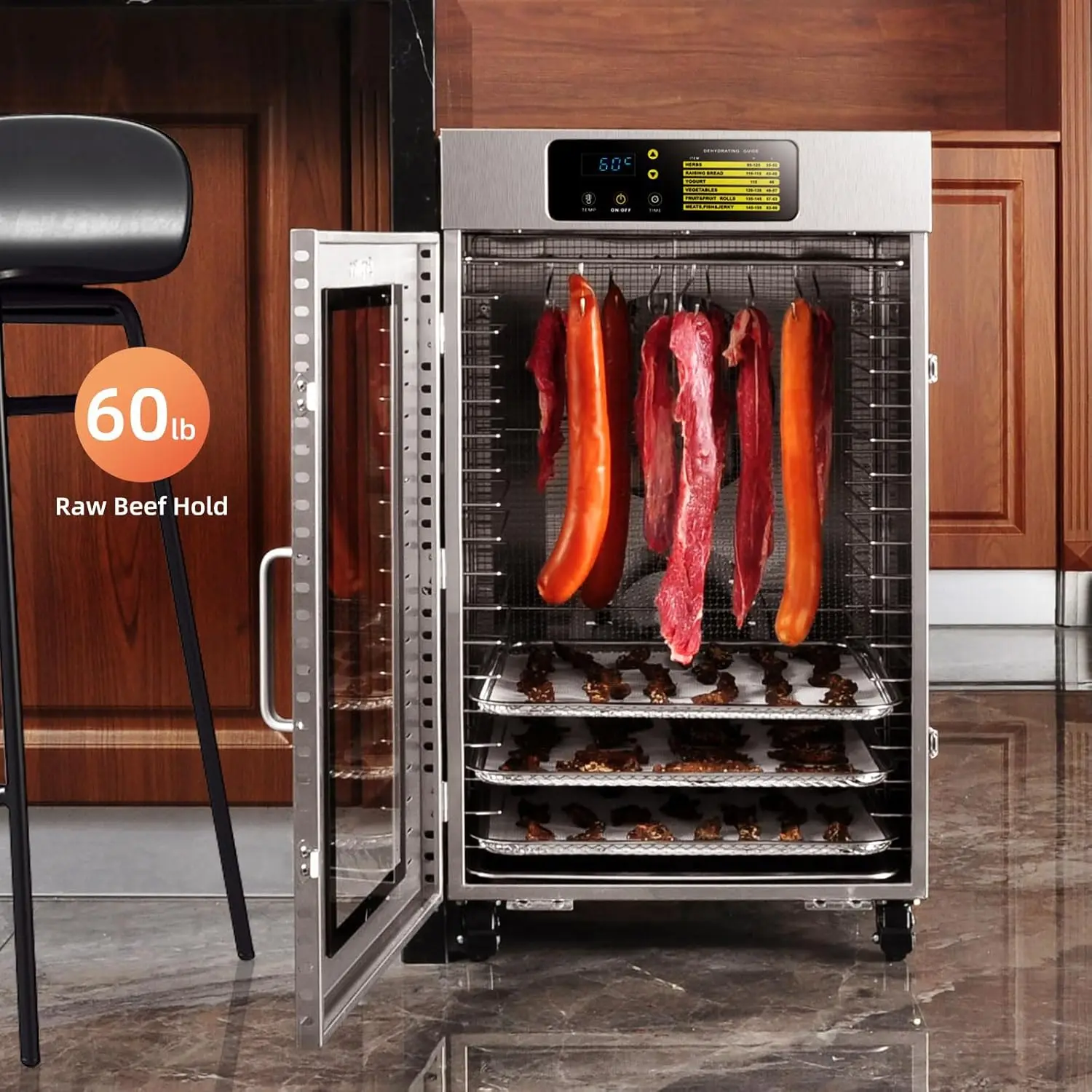 Food Dehydrator 18 Trays, 1500W Large Capacity 32.6ft² Food Dryer Machine for Jerky, Meat, Fruit, Herbs, Full Stainle 2