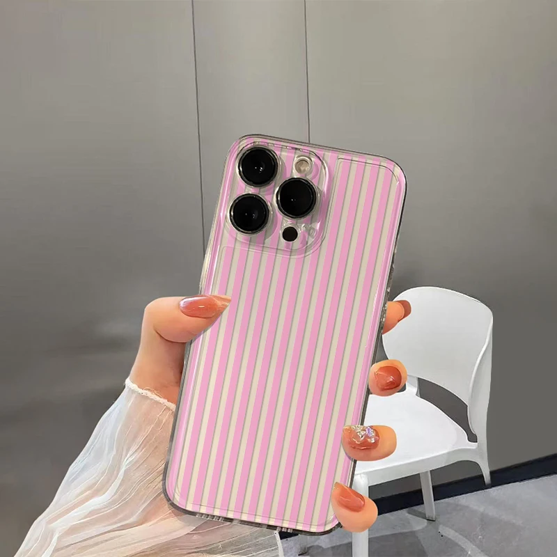 รูปสินค้า เคสซิลิโคนลายเส้นสีสันสดใส ป้องกันรอย iPhone 16/15/14/13/12/11/Pro/Max