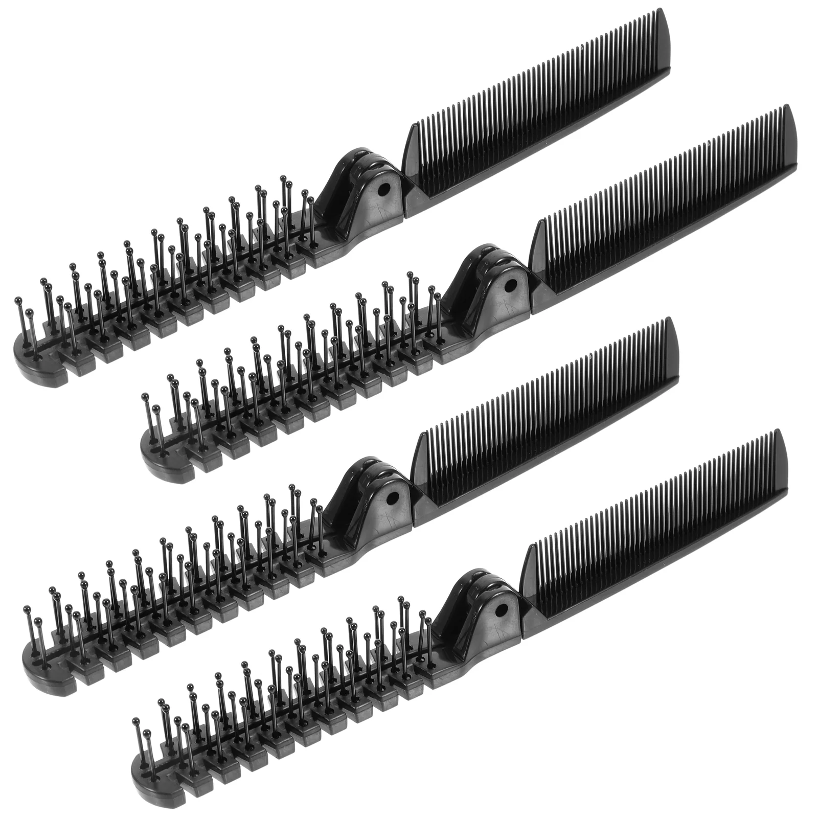 

4pcs Foldable Hair Comb Portable Plastic Comb for Home Travel Outdoor (Black)