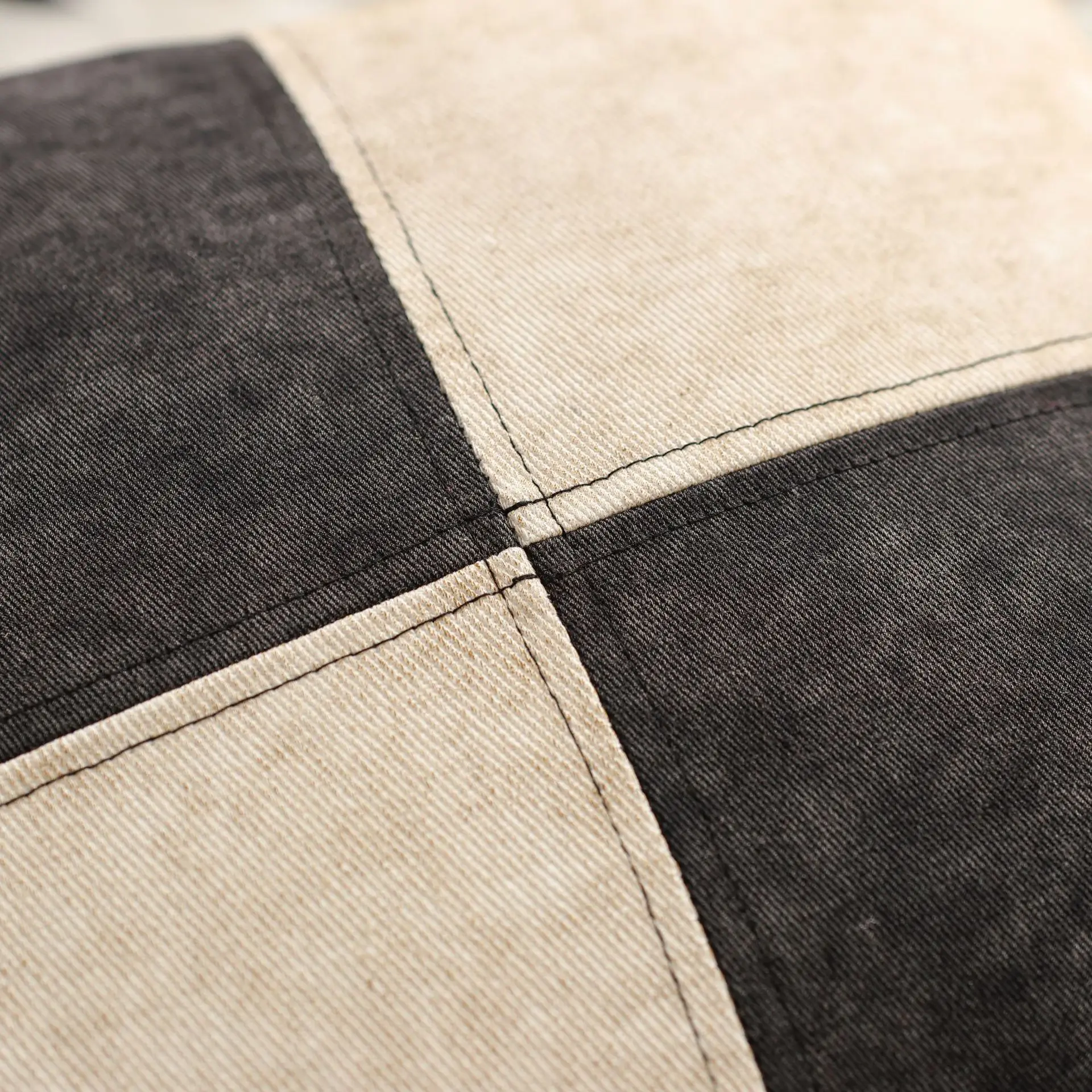Nordische Minimalistische Denim-Patchwork Kissenbezüge Luxuriöses Karomuster Einfarbige Chenille Dekorative Kissenhüllen für Sofa und Bett – Detail 21