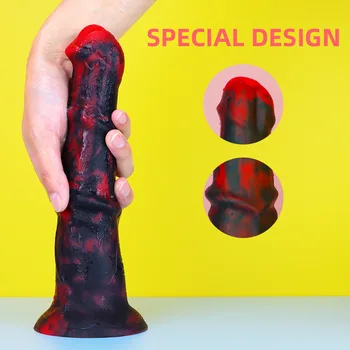 Animal Horse Dildo Penis Silicone Long Realistic Dildo Colorful Red and Black Sucker Cock Anal Sex Toys for Men Women Couples 3