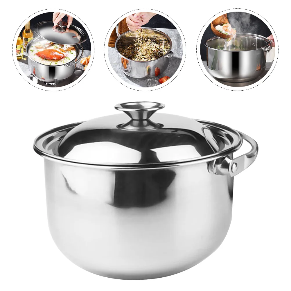 

Kitchen Soup Pot Stainless Steel Stockpot Nonstick Pasta Pot Handle Lid Handheld Induction Cooker Pot Milk Warmer Pot Sauce