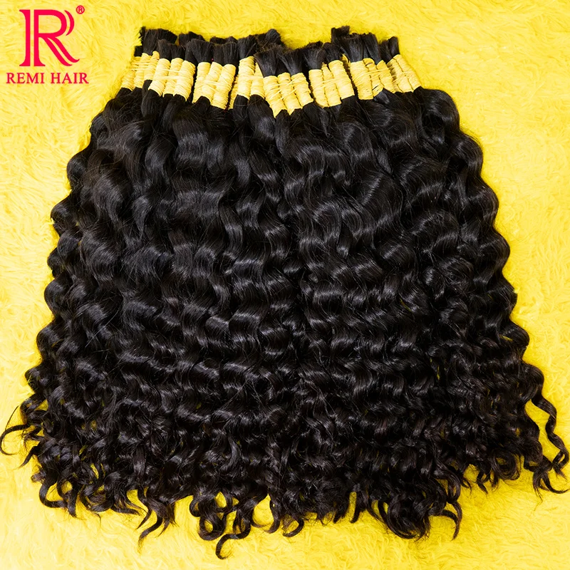 Loose Deep Indian Hair 100% Real Remy Hair Bulks Unprocessed No Weft Curly Human Hair Extensions Weaving Hair for Women Braiding 2