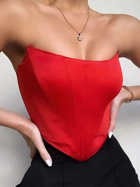 Satin Corsets Sexy Crop Top Women Strapless Bralette Summer Woman Clothes  Sleeveless Off Shoulder Tube Tops Bustier Club Outfits - AliExpress