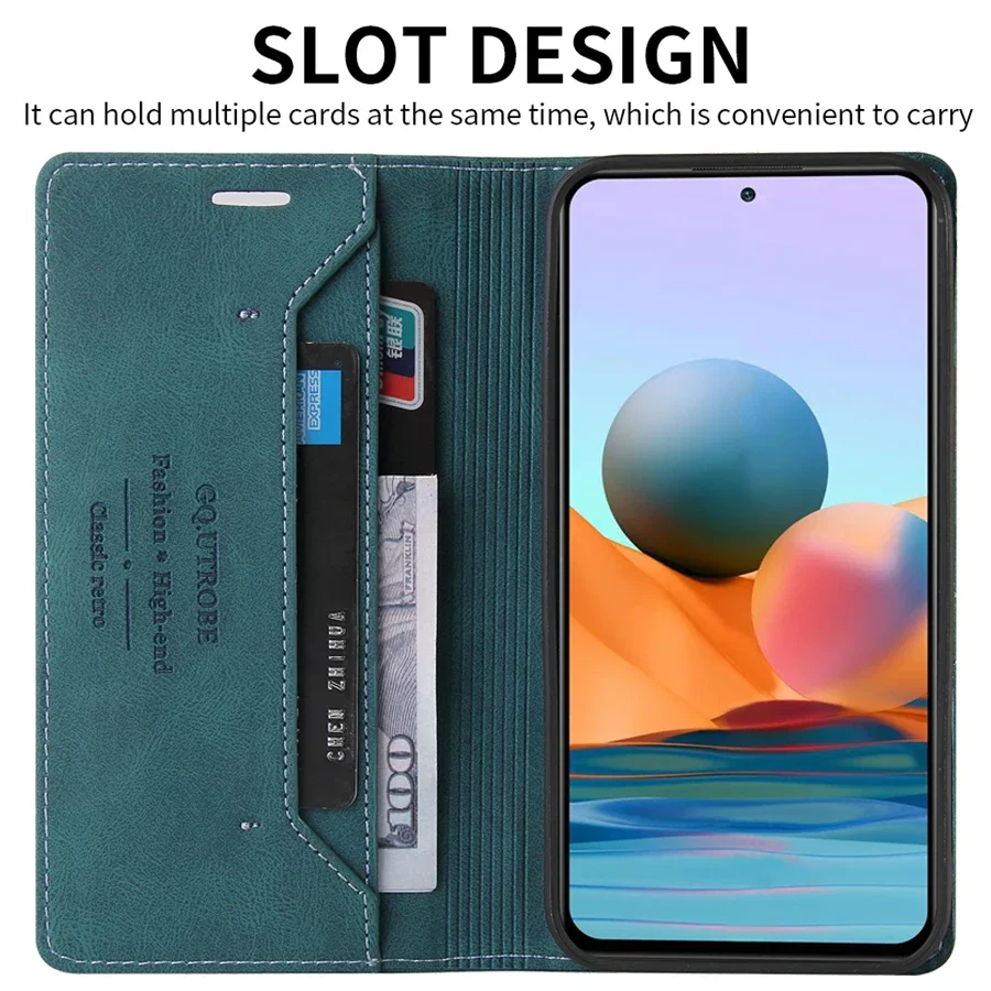 Wallet Card Slot RFID Blocking Kickstand Magnetic Flip Leather Case For Xiaomi Redmi Note 13 Pro+ 12S 12R 12 Turbo 11T Pro 11E