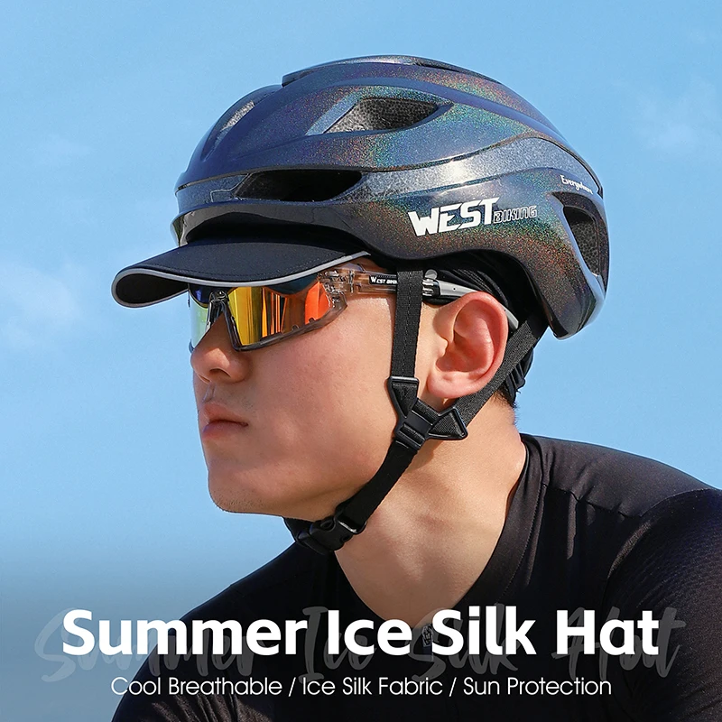 WEST BIKING lce 실크 자전거 모자, 메쉬 속건성 반사 브림 사이클링 모자, 남녀공용 휴대용 UV 차단 스포츠 모자