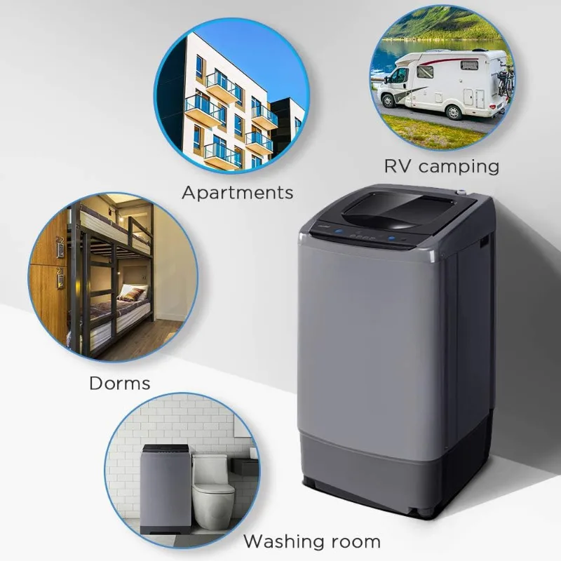 Comfee Portable Washing Machine, 0.9 cu.ft Compact Washer With LED Display, 5 Wash Cycles, 2 Built-in Rollers, Space Saving