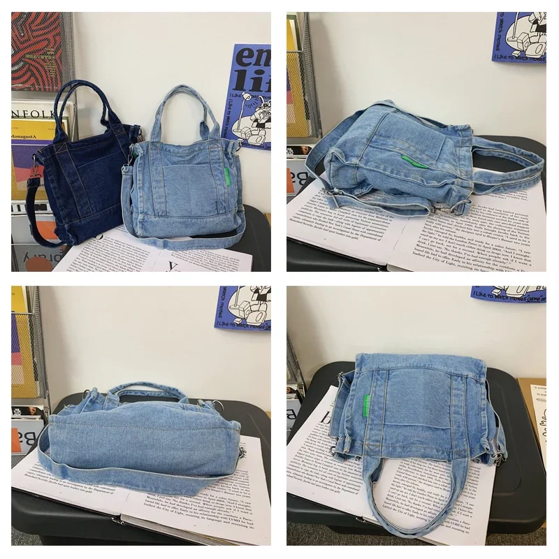 Denim Bags For Women Large Shoulder Bag With Zipper Jeans