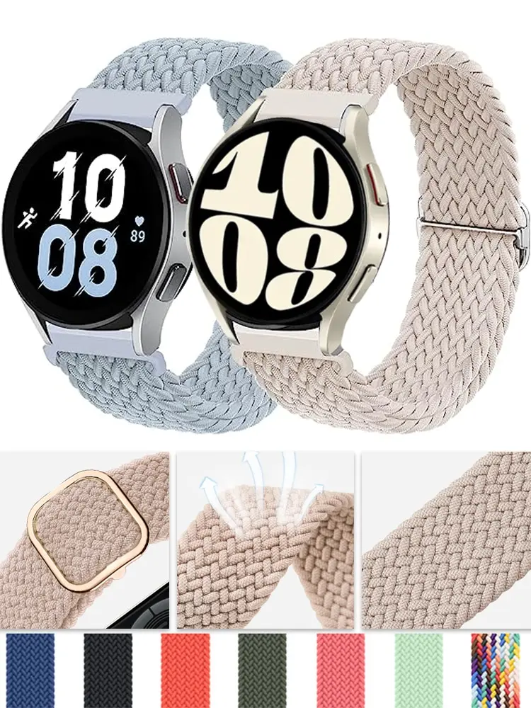 

20mm/22mm Band For Samsung Galaxy Watch 4/5/6/5 pro/6 Classic/gear s3/active 2 Braided Solo loop bracelet Huawei GT 2e 3 4 Strap