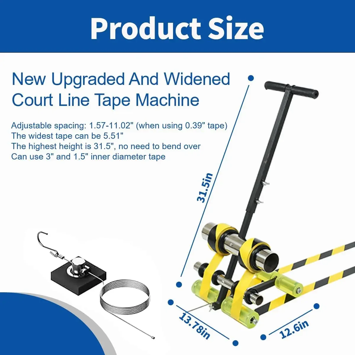 Field Line Striping Machines,Basketball Court Marking Kit+Drawing Circle Kit,Upgraded Widened Floor Tape Applicator,Floo