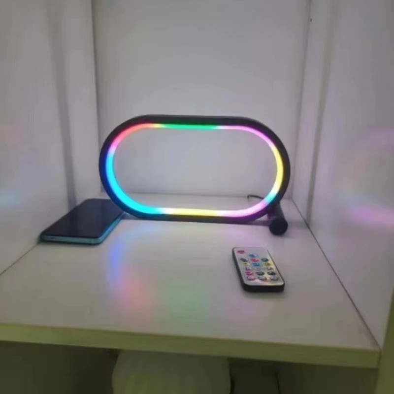 창의적인 RGB 데스크탑 무드등, 침실용 원형 침대 옆 야간 조명, 색상 변경 게이밍 데스크탑 램프