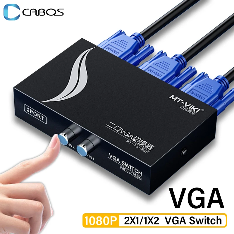 vga cable adapter,vga kvm switch 1080P VGA Switch 2X1/1X2 Two-way Switch Video Audio Cable Adapter VGA Hub for Computer TV Box Monitor Projector Key