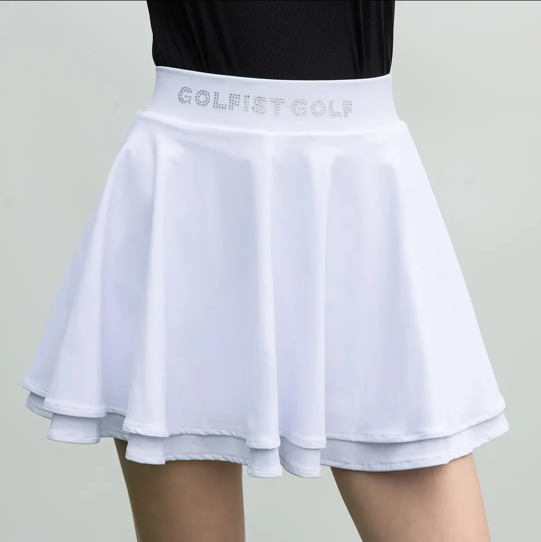 Golfist Golf Summer Women's Short Ruffle Hem Pleated Skirt Tennis Slim High-waist Stretch Sports Golf Clothing