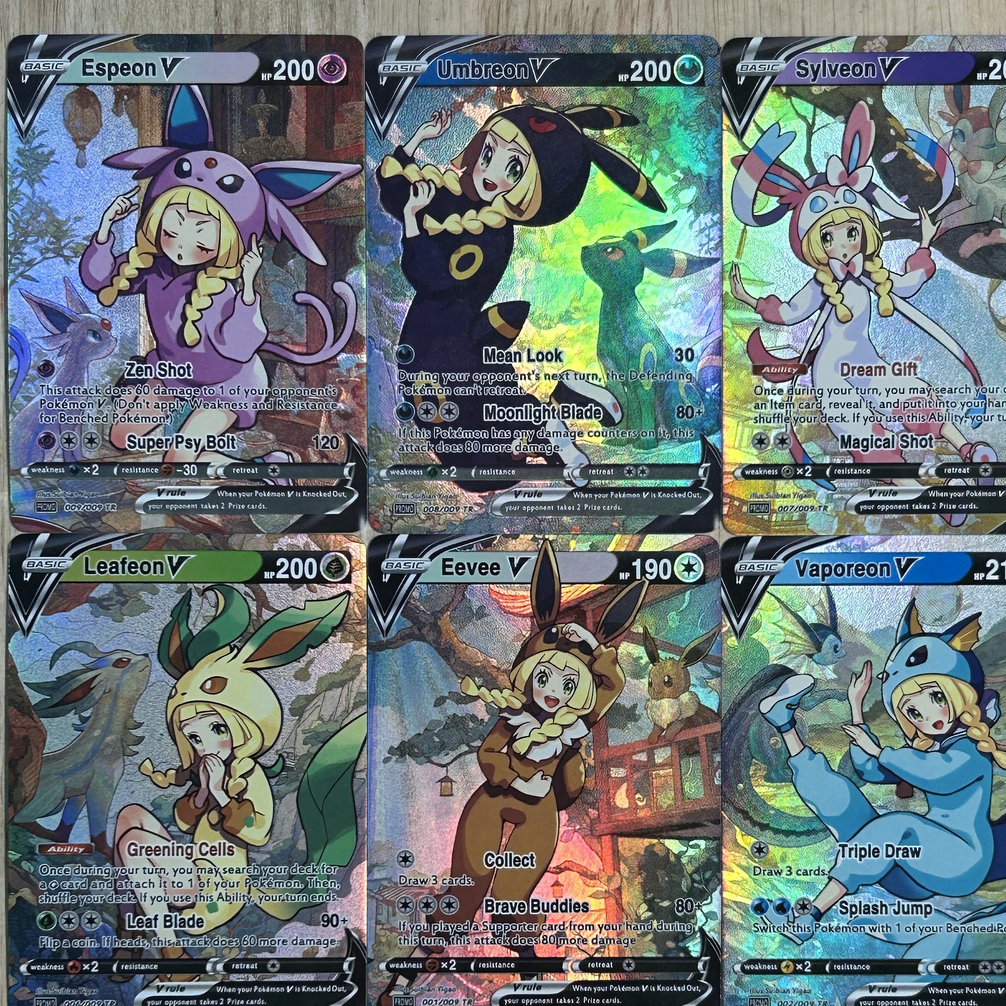 Diy PTCG Lillie Eevee Umbreon Sylveon Texture Flash Card 10Pcs/set Classic Game Anime Collection Cards Gift Toy
