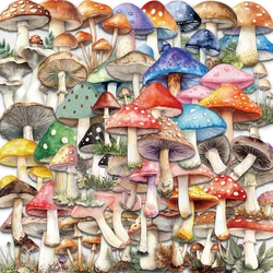 Kawaii Mushroom Stickers Set - Cute Nostalgia Cartoon Decals for Laptops, Luggage, Diaries, and More (50PCS)