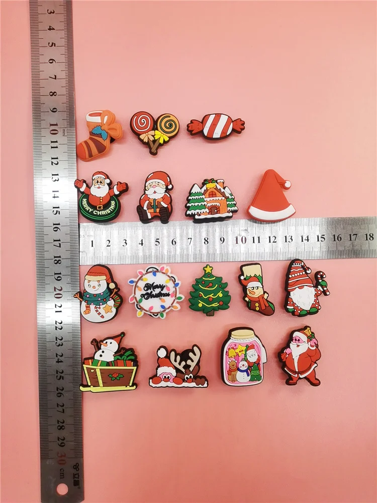 Kawaii Christmas Croc Shoes Charms Diy Combination PVC Buckle Decor Funny Women Clog Shoes Decoration Croc Accessories For Kids