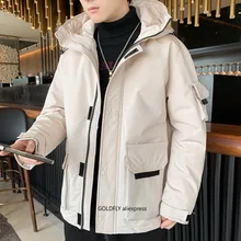 

Couple ins winter work clothes down jacket men's thickened 2021 new warm 80 white duck down hooded jacket winter clothes