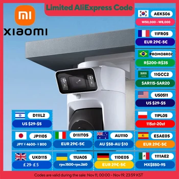 XIAOMI Nuova telecamera esterna 4 Versione doppia fotocamera, 360 °   5MP 3K, allarme visivo flessibile, audio bidirezionale, IP66, versione cinese con adattatore