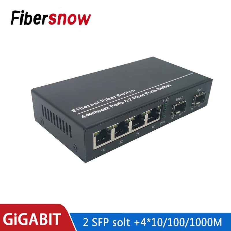 Gigabitowa optyczny Media konwerter z włókna włącznik Ethernet 4 RJ45 2 SFP 10/100/1000M UTP płyta światłowodowa PCBA 2 f4e 2 sfp4e