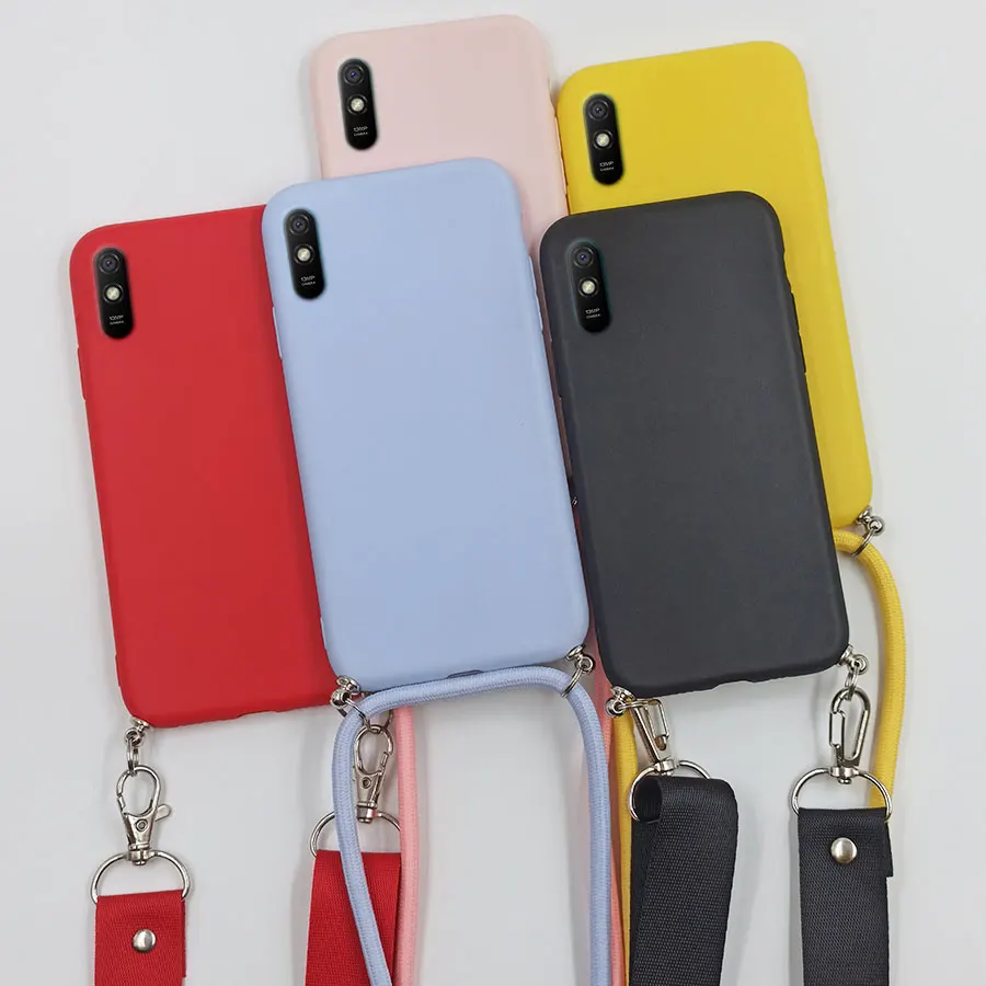 Sleek Black & Pink Silicone Crossbody Necklace Case - Hands-Free Style