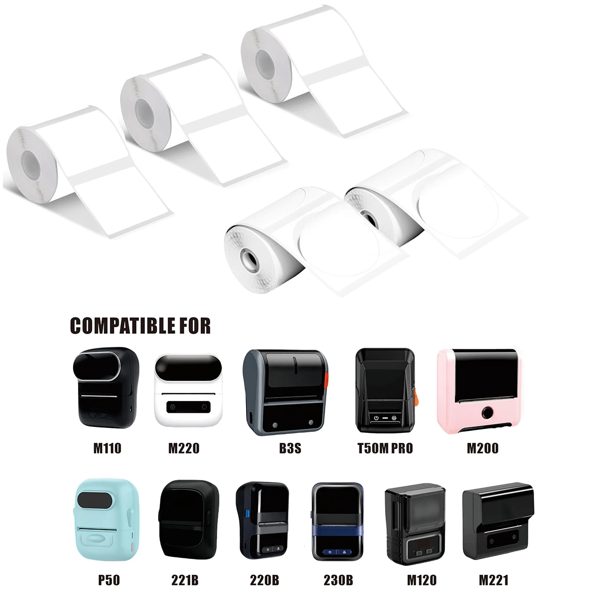 Self Adhesive Stickers Printer Sticker Paper Printing Label Sticker White Label Stickers Self-adhesive Papers Waterproof Compatible With M110 Printers for Gifts Tags DIY Jar Labels Food Category