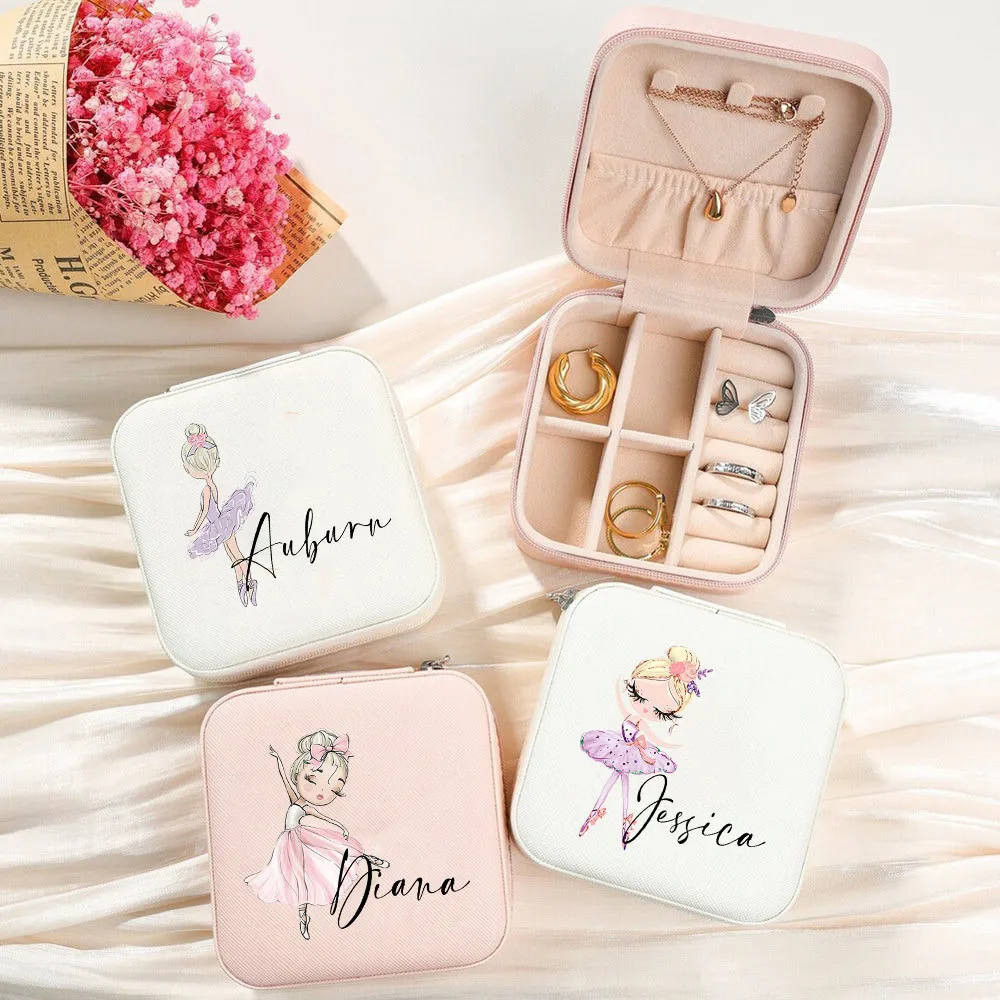 Personalized Mini My First Jewelry Organizer for Girls Customized Ballerina Small Travel Jewelry Box Gifts Customised Boxes