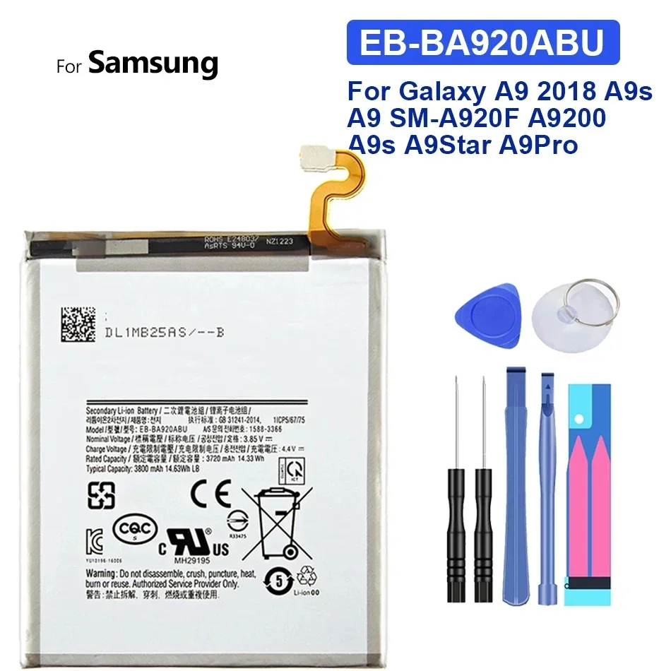 

EB-BA920ABU Battery for Samsung Galaxy, 3800mAh, A9 2018, A9s, A9 Star Pro, SM-A920F, A9200, A9 S, A9Star, A9Pro