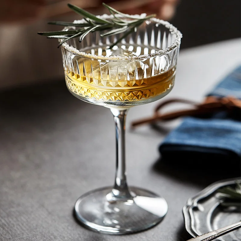 Pasabahce Original Classic Carved Cocktail Cup Crystal Martini Glass Party Wedding Champagne Coupes Ice Cream Mug Dessert Goblet