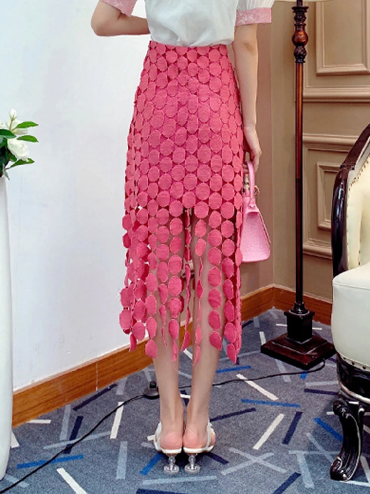 GALCAUR elegante gonna nappa Patchwork a pois per le donne gonne