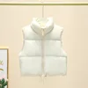 Winter Short Down Sleeveless Vest Women Warm Stand Collar Zipper Jacket Casual Fashion Quilted Cropped Coats Street Outerwears 2