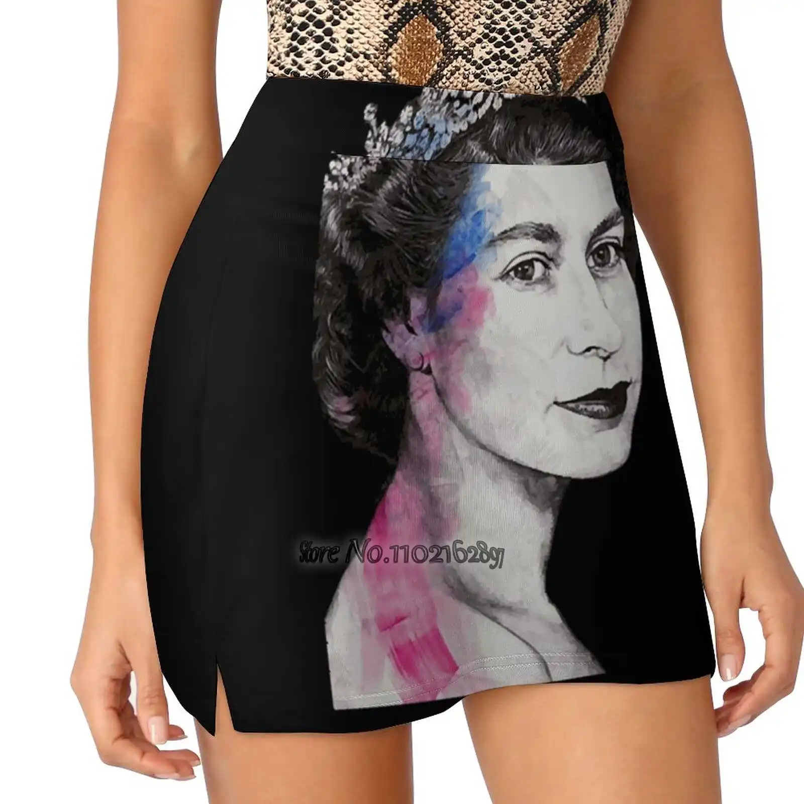 

Queenelizabethiistreetartportraittrs Women Tennis Skirts Golf Badminton Pantskirt Sports Phone Pocket Skort United Kingdom