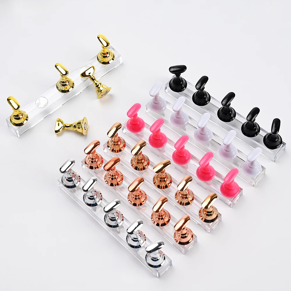 1Set  Magnetic Nail Stand for Press On Nails Display Fake Nail Nail Tips Practice Holder with Reusable Putty Nail Beginner diy