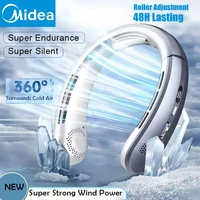 Midea 8000mAh ventilateur de cou suspendu Portable ventilateur de tour de cou sans lame affichage numérique puissance refroidisseur d'air USB ventilateur électrique Rechargeable 1