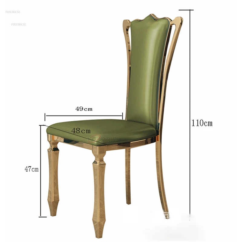 Description Picture 2 of itemNordic Stainless Steel Dining Chair Simple Modern Kitchen Furniture Home Backrest Dining Chair Hotel Banquet Hall Wedding Chairs