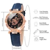 5PCS Blue Women Watch Fashion Light Luxury Butterfly Element Dial Quartz Wristwatch Leather Strap Watch Jewelry Set Gift For Her 5