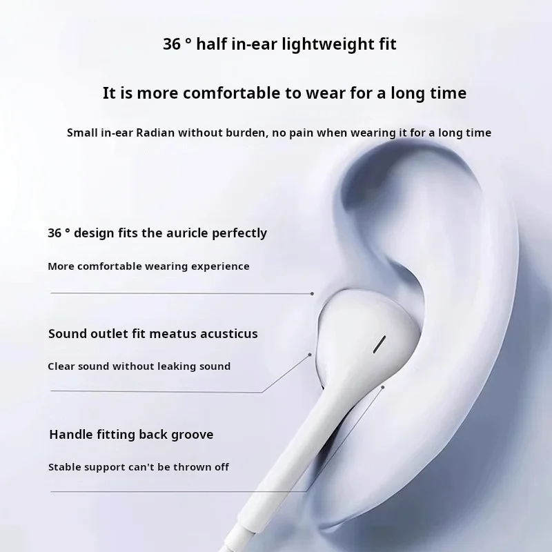 In Ear Earphone For Apple iPhone 16 15  14 13 12 11 Stereo Sound Wired Earbud Bluetooth-compatible Headset 3.5mm For all phone 4