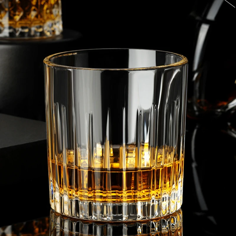 Drinking Glass 290ml/335ml Crystal Glass Vertical Striped Coffee Cup Crystal-clear Wine Glasses Transparent Water Dispenser Household Tumbler