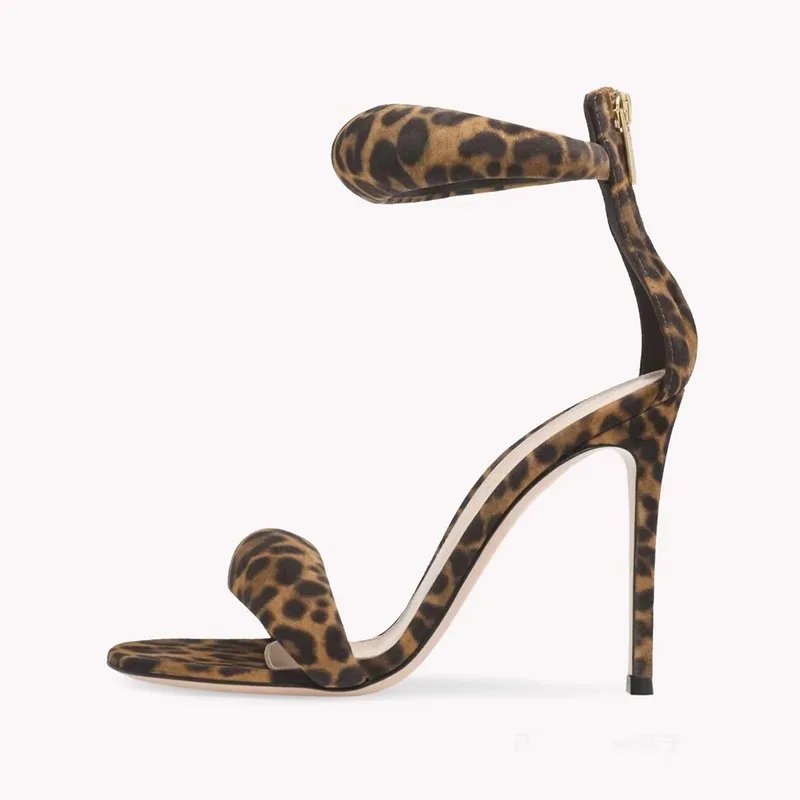 

Brand Design Back Zipper Minimalist Women's Sandals 2024 Summer New High Heel Black Gold Round Head Women's Shoes size 34-46
