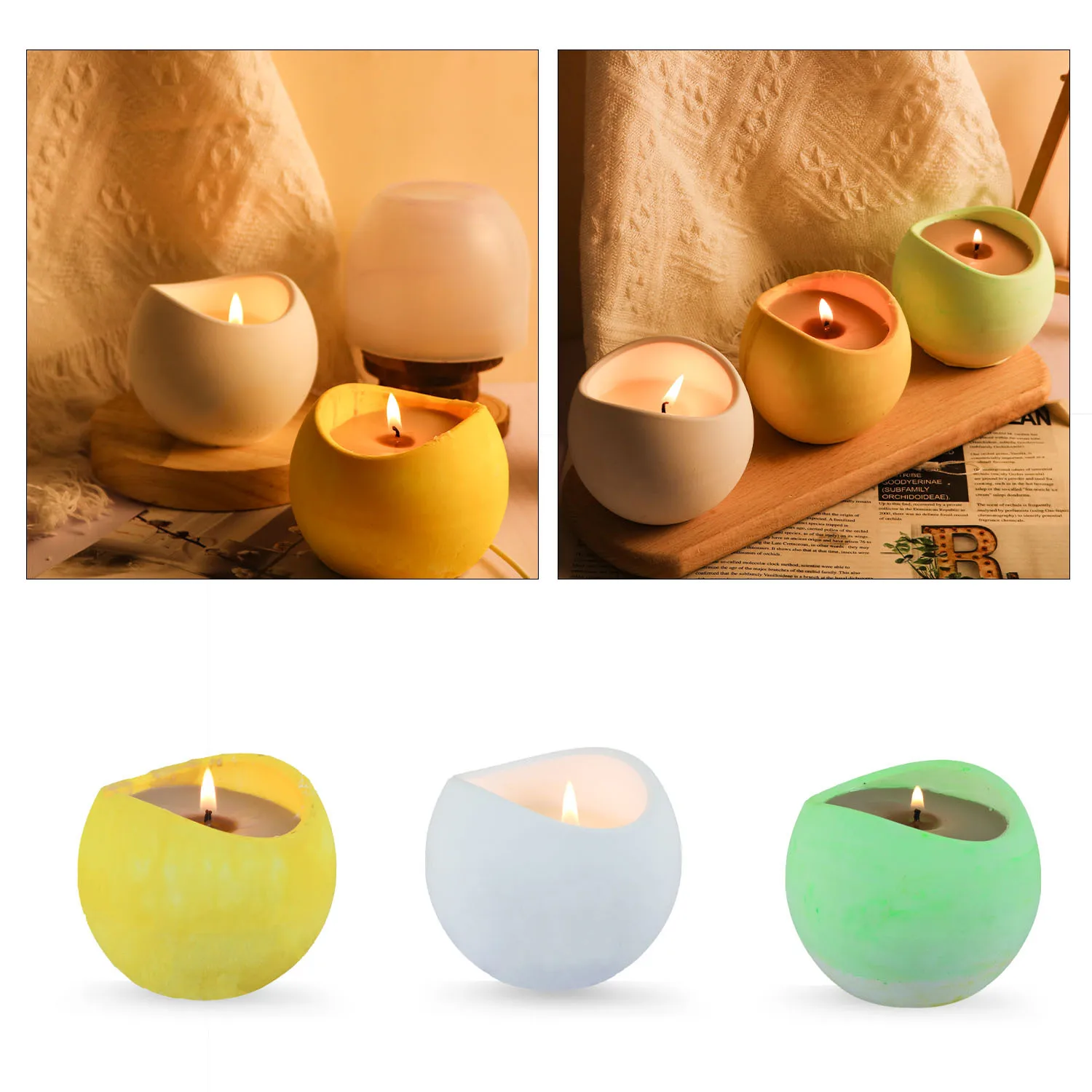 DIY Handmade Arc Tai Chi Gypsum Candle Cup Mold Resin Concrete Storage Box Making Silicone Mould Gift Box MakingTool