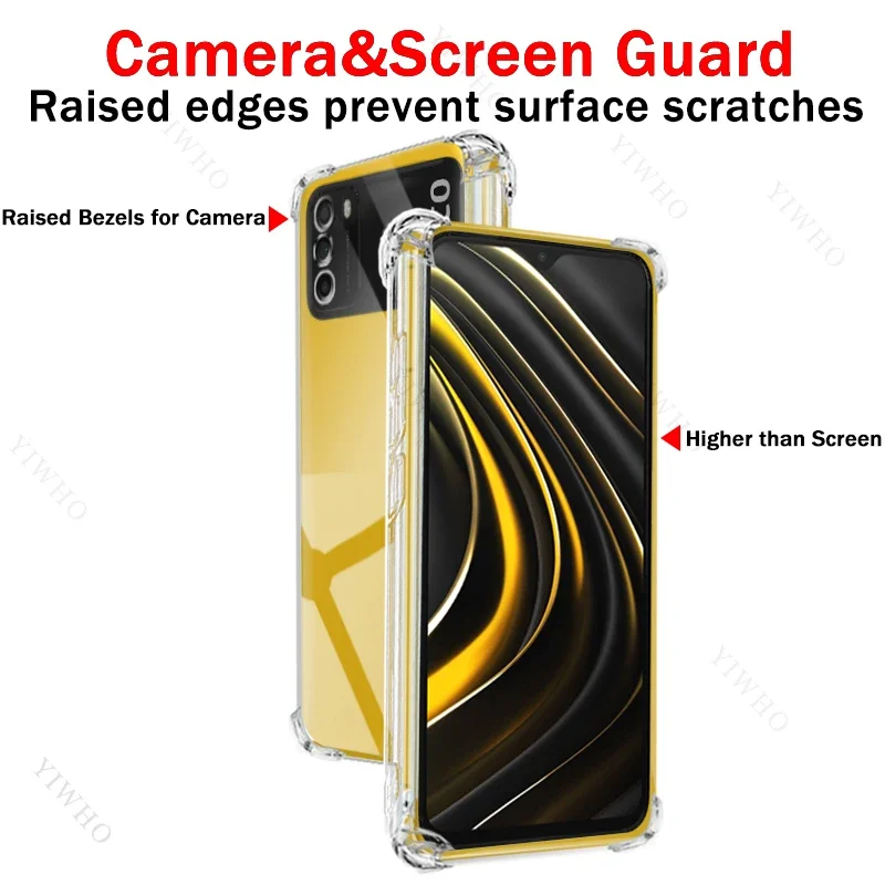 Прозрачный чехол для телефона Xiaomi Poco M3 M2010J19CG 6,53 дюйма, утолщенный Прозрачный чехол для Xiaomi M 3, противоударный чехол из ТПУ с защитой от царапин