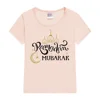 Ramadan Mubarak Print Kids T-shirt Child Ramadan Eid Outfit Girls Boys Tops Short Sleeve T Shirt Islamic Muslim Holiday Clothes 4