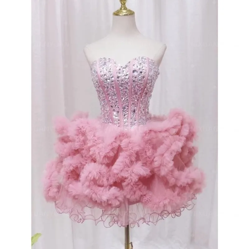 Tulle Homecoming Dresses Sparkling Teens Cocktail Dresses Ball Gown Short Cocktail Performance Prom for Junior