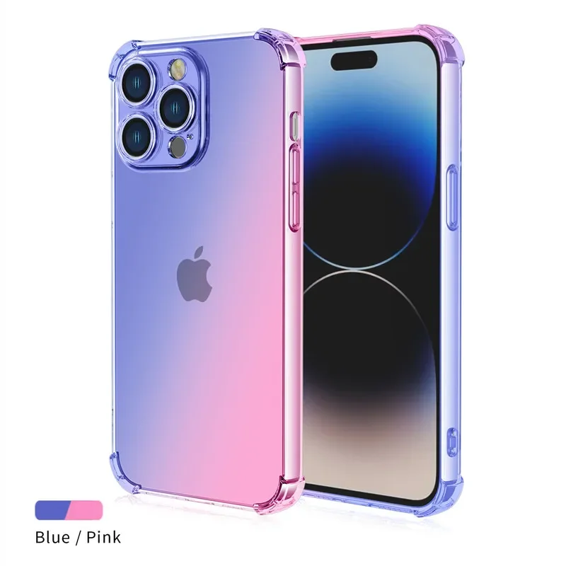 thumbnail image 1 of Gradient Airbag TPU Case For iPhone 15 Pro Max 14 Plus 13 12 Mini 11 XR XS Max SE 7 8 Plus Cover Shockproof Fundas Coque Shell, 1 of 5